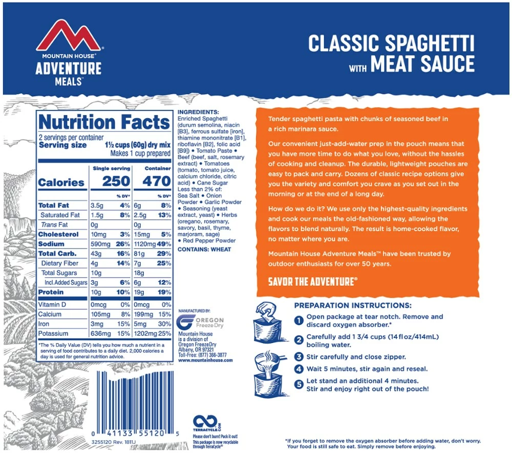 Mountain House Classic Spaghetti with Meat Sauce - 2 Servings 2 Mountain House Classic Spaghetti with Meat Sauce - 2 Servings - Image 2