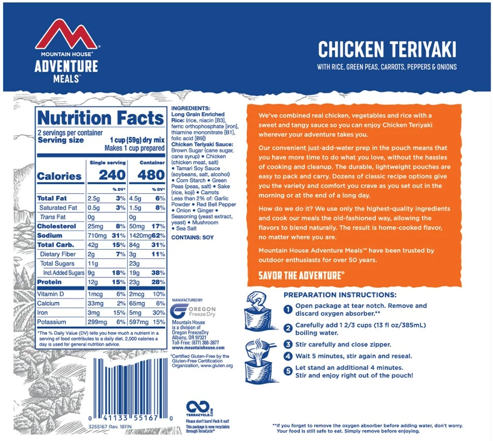 Mountain House Chicken Teriyaki with Rice - 2 Servings 2 Mountain House Chicken Teriyaki with Rice - 2 Servings - Image 2